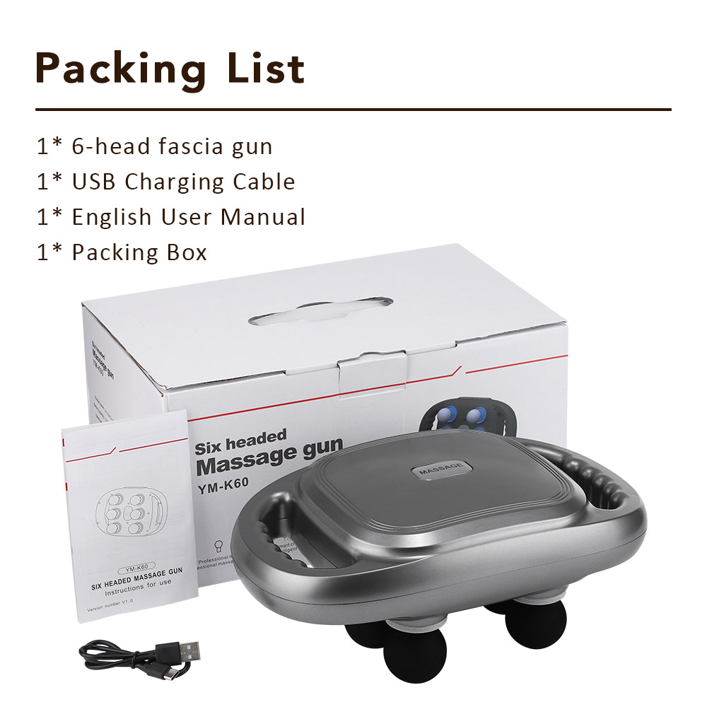 6-Head Wireless Massage Gun for Full-Body Relaxation