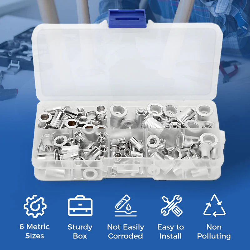 🔥50% OFF🔥Threaded Insert Nut Rivet Nuts Set with Flat Head