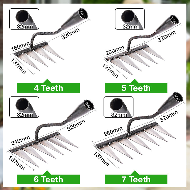 4/5/6/7 Teeth Carbon Steel Garden Hand Rake