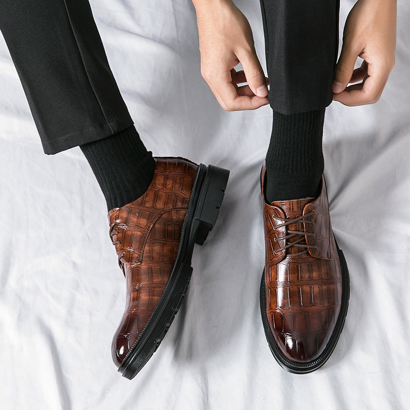 Men's Fashion Crocodile Print Casual Business Leather Shoes