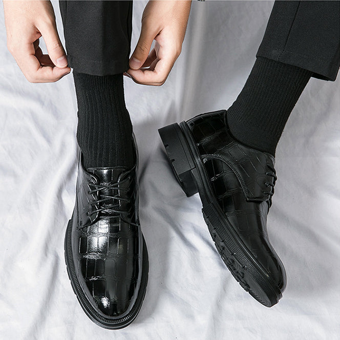 Men's Fashion Crocodile Print Casual Business Leather Shoes