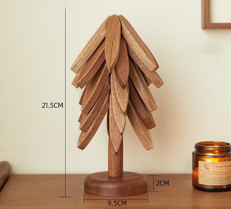 🎉Hot Sale 50% OFF🎉🧑🎄Insulated Coasters Solid Wood Christmas Tree Coasters