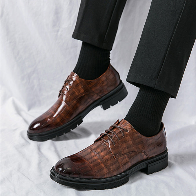 Men's Fashion Crocodile Print Casual Business Leather Shoes