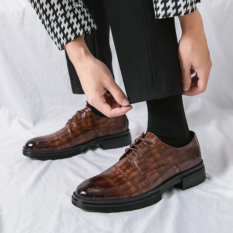 Men's Fashion Crocodile Print Casual Business Leather Shoes