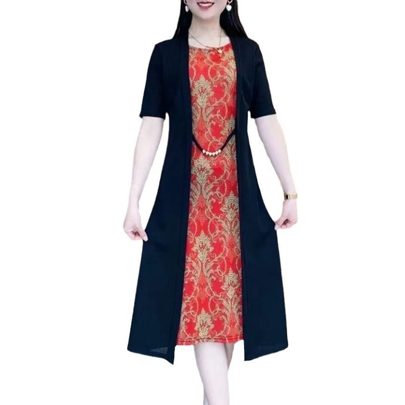Women's Elegant Patchwork Fake 2-Piece Dress