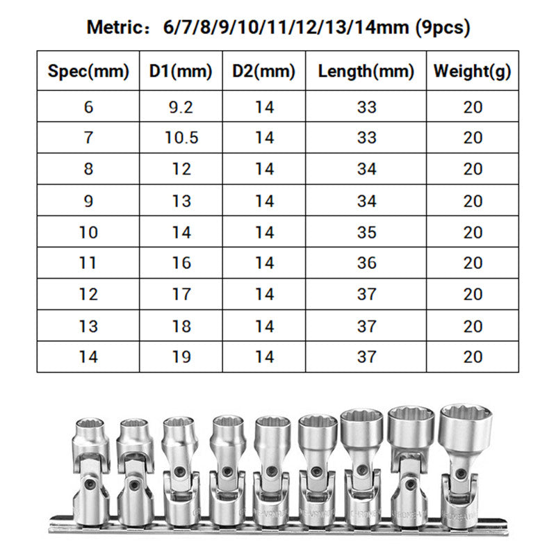 12-Point Universal Joint Socket Set
