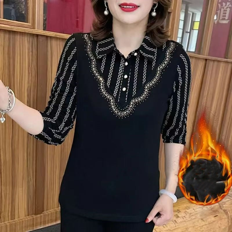 🔥2025 New Arrival Pre-Sale🍃Women's Winter Thickened Half-Button Print Top