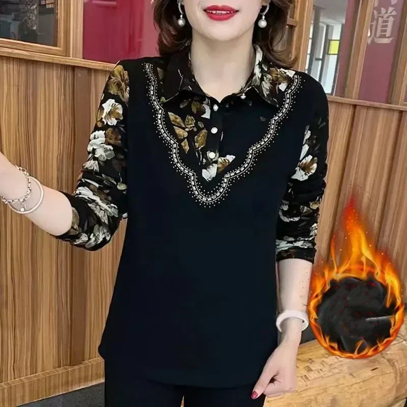 🔥2025 New Arrival Pre-Sale🍃Women's Winter Thickened Half-Button Print Top