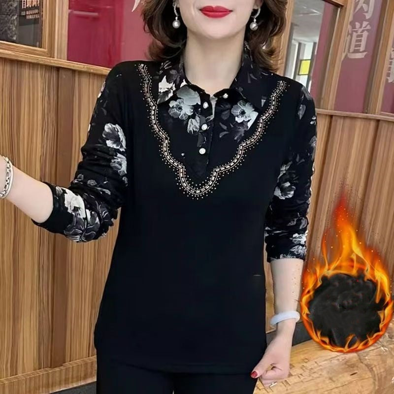 🔥2025 New Arrival Pre-Sale🍃Women's Winter Thickened Half-Button Print Top