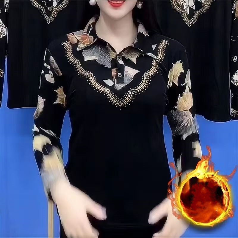 🔥2025 New Arrival Pre-Sale🍃Women's Winter Thickened Half-Button Print Top