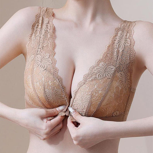 🔥New Hot Selling❤️🔥Lace Open Button Closure Anti-Sagging Breathable Bra