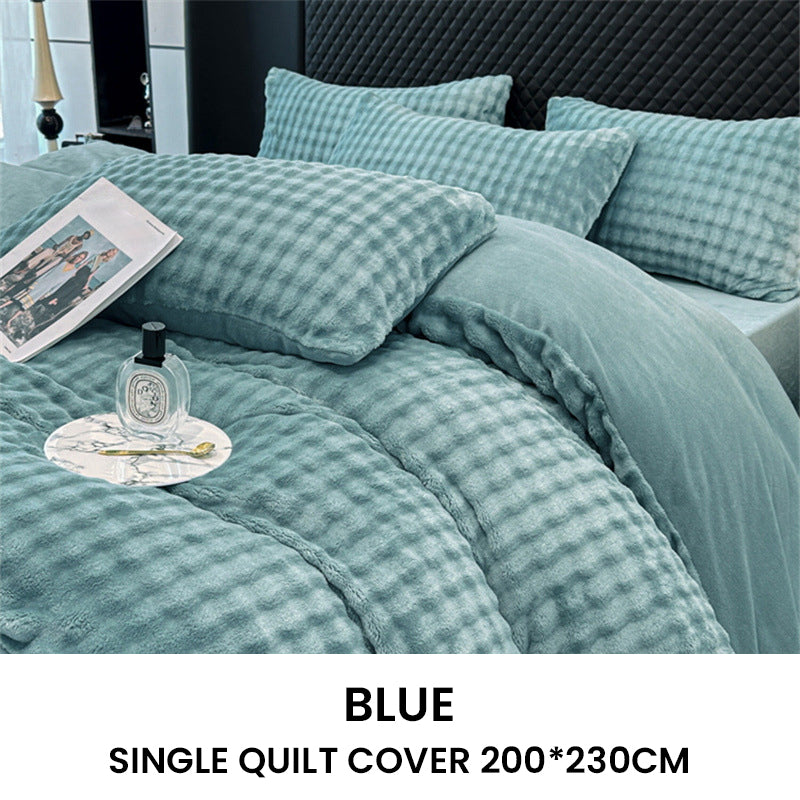 Winter Fluffy Plush Milk Velvet Comforter Set