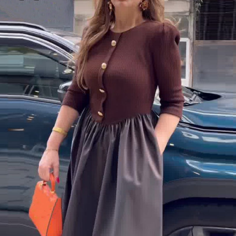 Women’s Elegant Color Block Long Dress