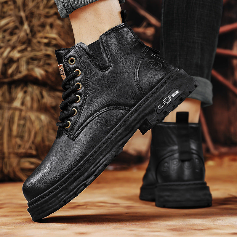 🎁✨Ideal gift - Vintage PU leather lace-up boots for men