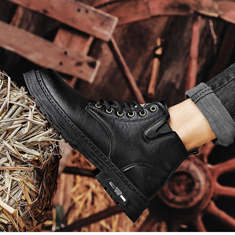 🎁✨Ideal gift - Vintage PU leather lace-up boots for men