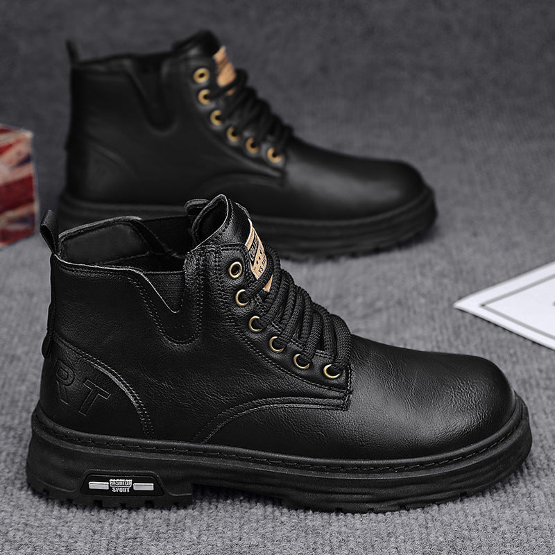 🎁✨Ideal gift - Vintage PU leather lace-up boots for men