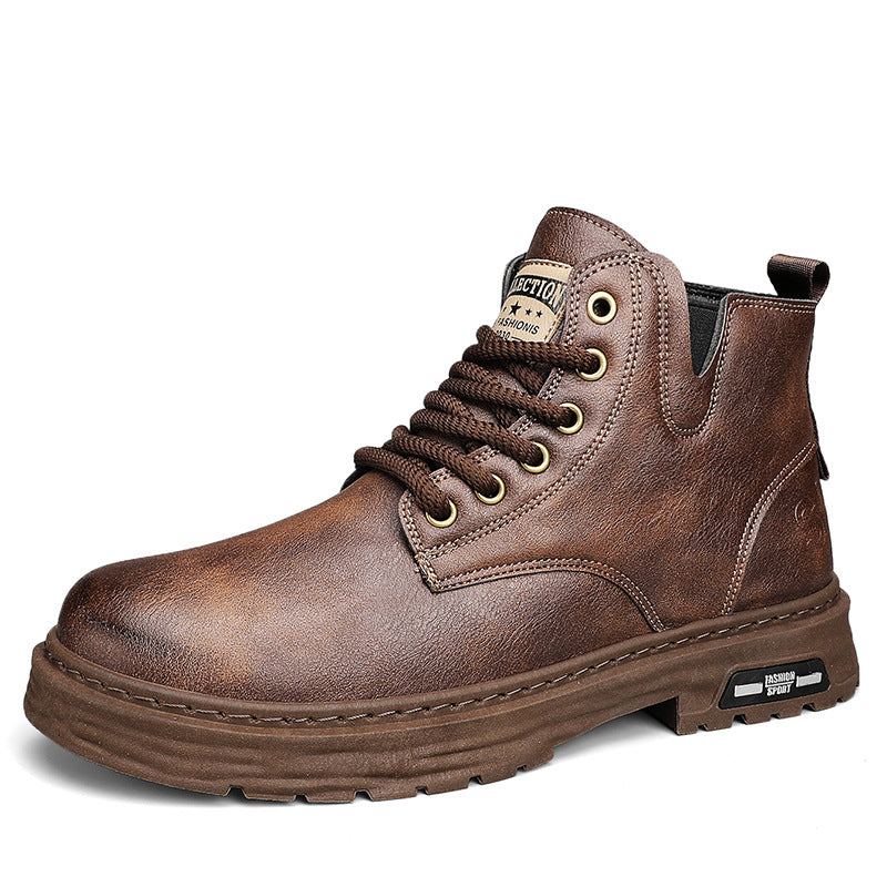 🎁✨Ideal gift - Vintage PU leather lace-up boots for men