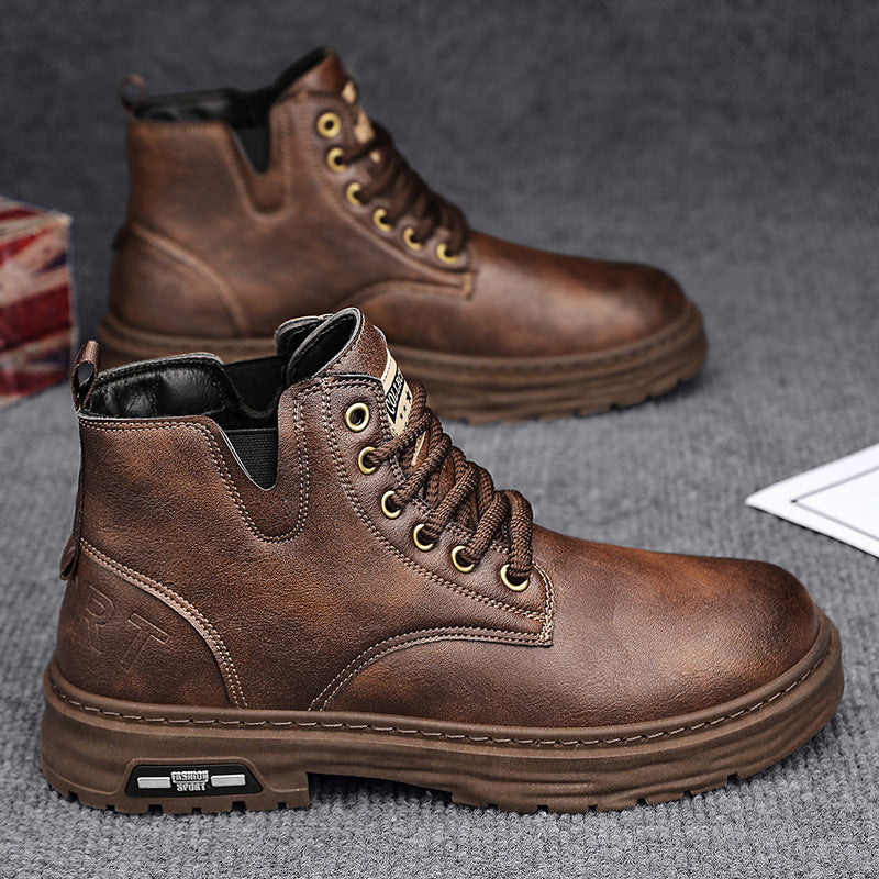 🎁✨Ideal gift - Vintage PU leather lace-up boots for men