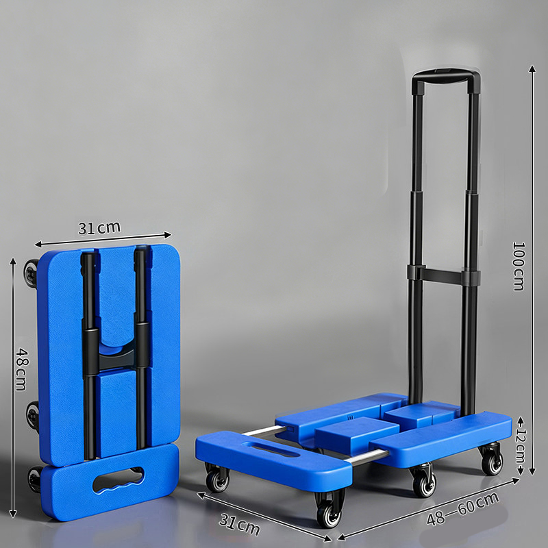 Foldable Utility Cart with Telescopic Handle and Smooth Wheels