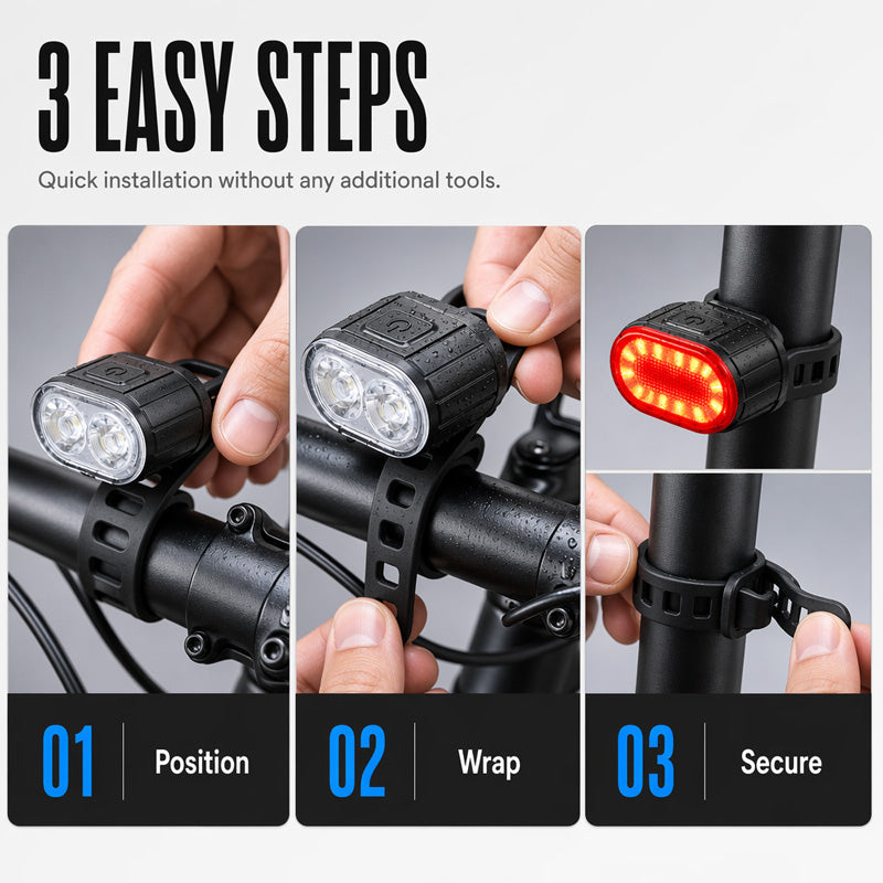 USB Rechargeable Bike Light Set
