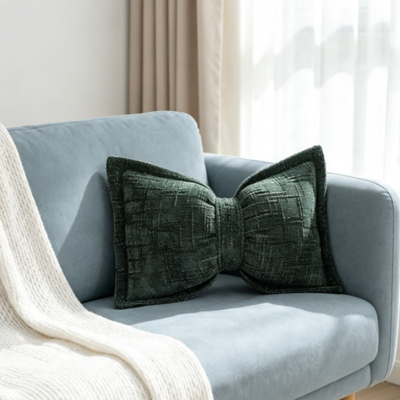 🛋️ Soft Chenille Bow-Shaped Throw Pillow – Ultra-soft, plush & decorative – Perfect for sofas, beds & cozy corners ✨
