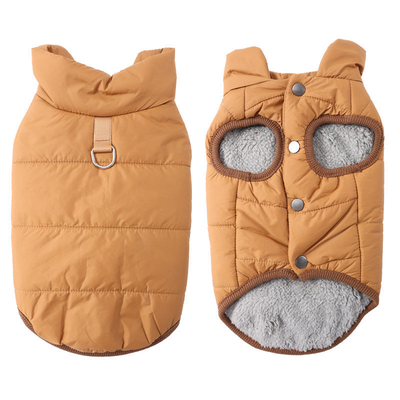 🐕 50% OFF! ✨ Hooded Dog Coat – Windproof Outer Layer, Thick Polar Fleece Lining & Built-In Harness Ring – Cozy Winter Protection for Small & Medium Pets 🧥