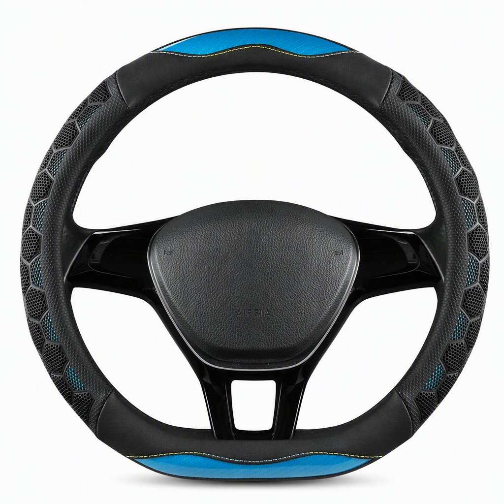 Universal Non Slip Car Steering Wheel Cover Sporty Soccer Honeycomb Texture Steering Wheel Protector