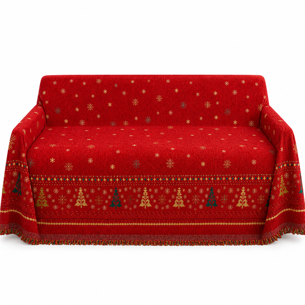 Thickened Christmas Style Chenille Sofa Cover Full Coverage Cat Scratch Resistant and Stain Resistant Couch Slipcover