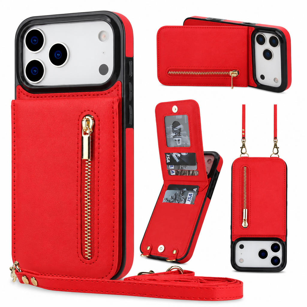 Crossbody Wallet Phone Case with Zipper Pocket Card Holder Kickstand