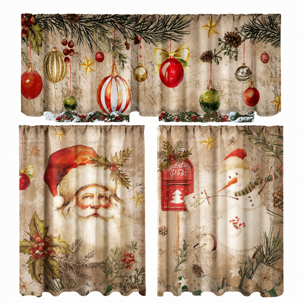 Christmas Kitchen Curtains Set