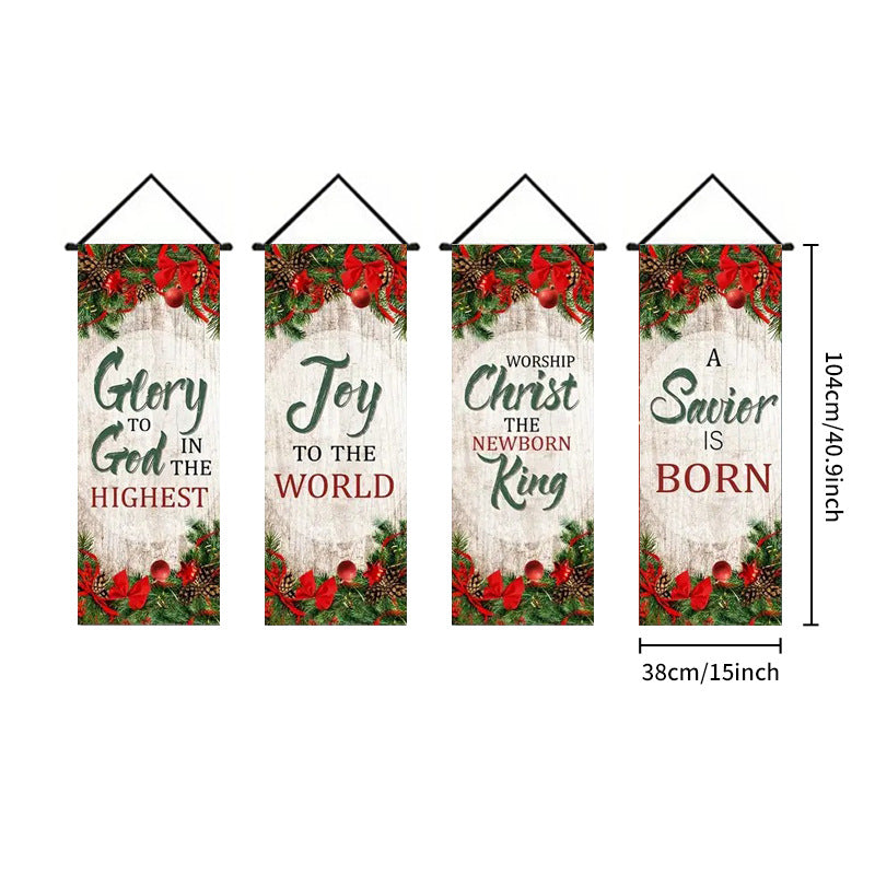 Christmas Porch Banner Hanging Front Door Couplets for Outdoor Holiday Party and New Year Decoration