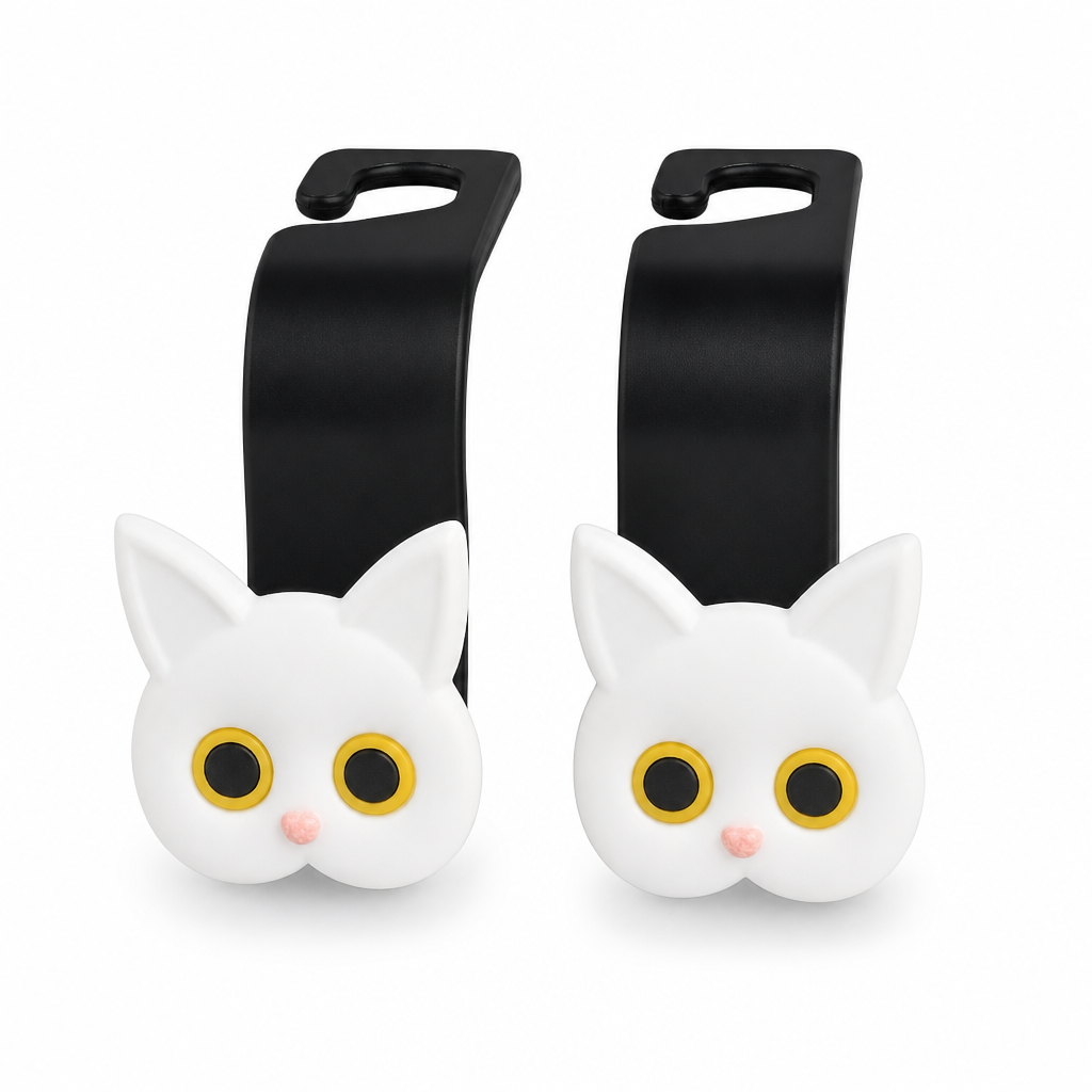 Universal Cartoon Cat Car Seat Headrest Hook Backseat Organizer Hanger for Vehicle Storage