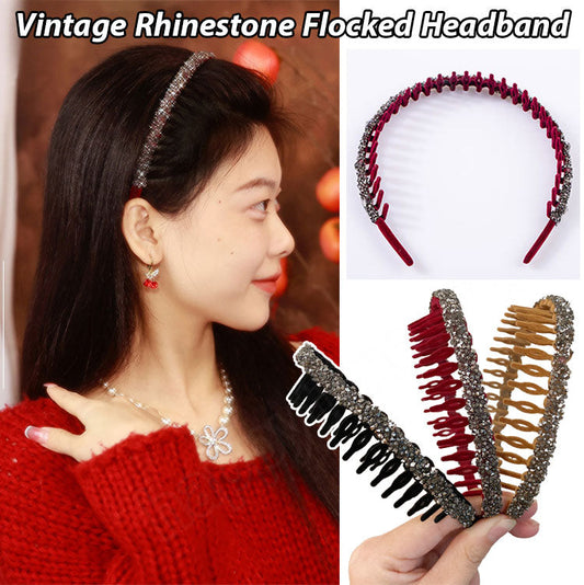 🎁Christmas Hot Sale🔥Vintage Rhinestone Flocked Headband(50% OFF)