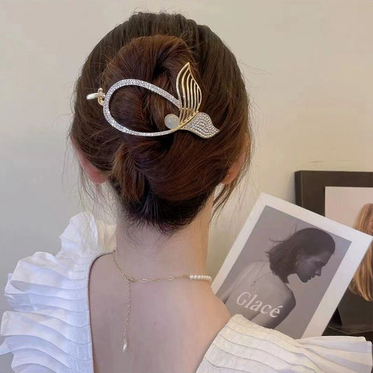 Rhinestone Fish Tail & Pearl Decor Hair Clip(50% OFF)