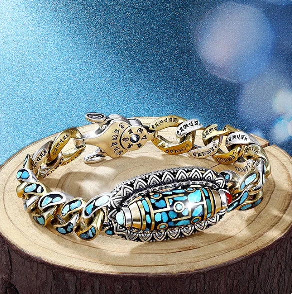 🔥2025 NEW SALES - 50% OFF🔥Turquoise Six-character Mantra Nine-eyed Dzi Bead Bracelet