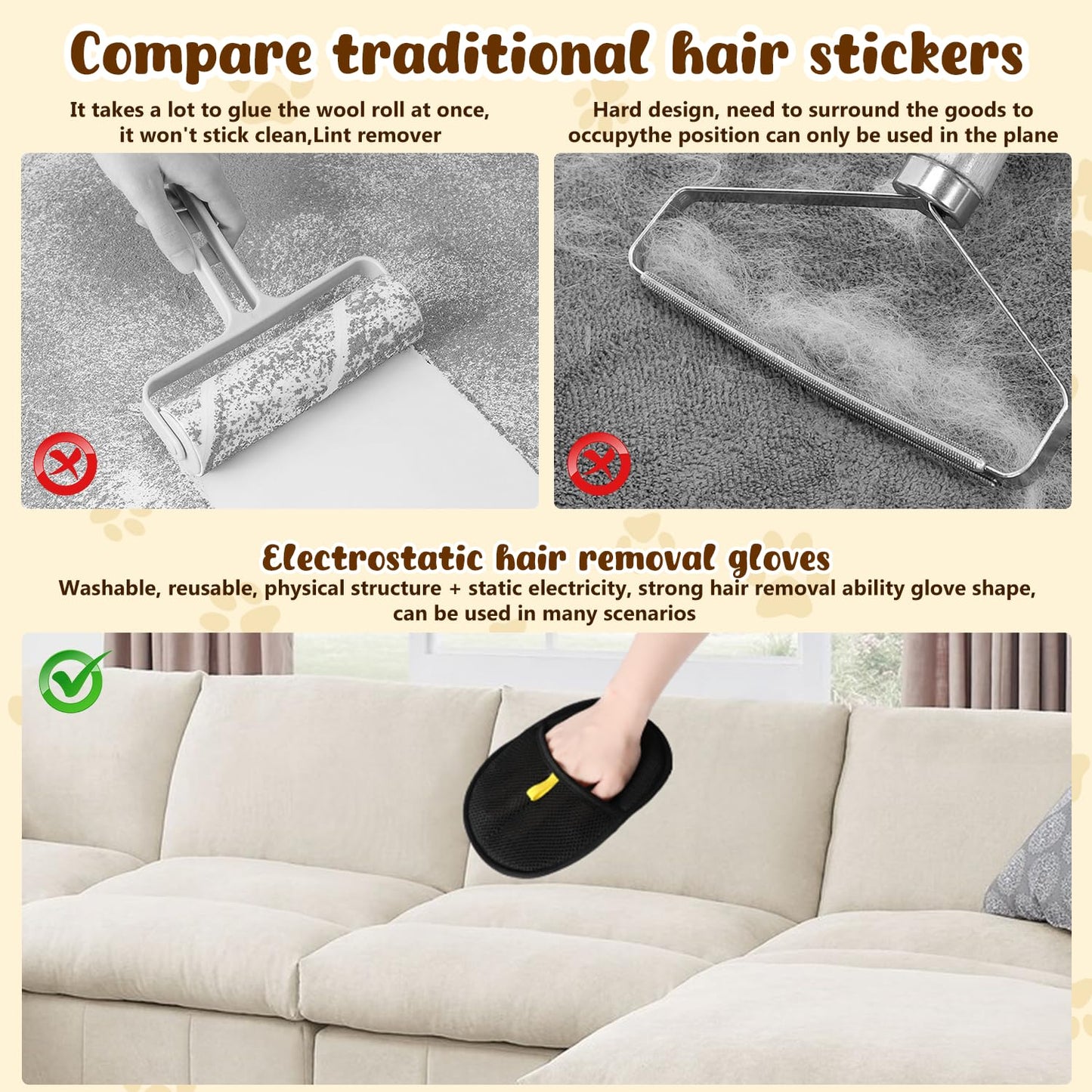 ⏳2025 Hot-Save 50%✨️Pet Hair Remover Electrostatic Gloves