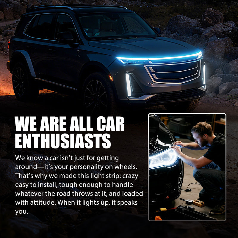 🔥【Dynamic Scan HoodBeam Kit】 Light up your hood with hypnotic smooth scanning effects! ✨🚗
