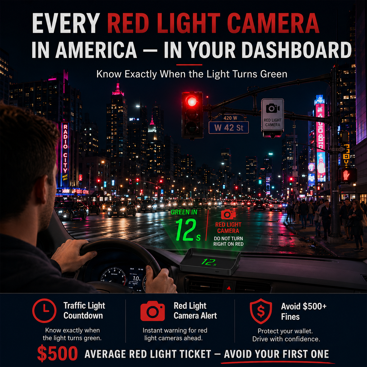 🚗 Universal GPS Car Speedometer Head-Up Display (HUD) – Accurate Speed in km/h – Digital Speedometer, Compass & Overspeed Alert – Plug & Play for All Vehicles 📊✨