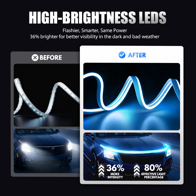 🔥【Dynamic Scan HoodBeam Kit】 Light up your hood with hypnotic smooth scanning effects! ✨🚗
