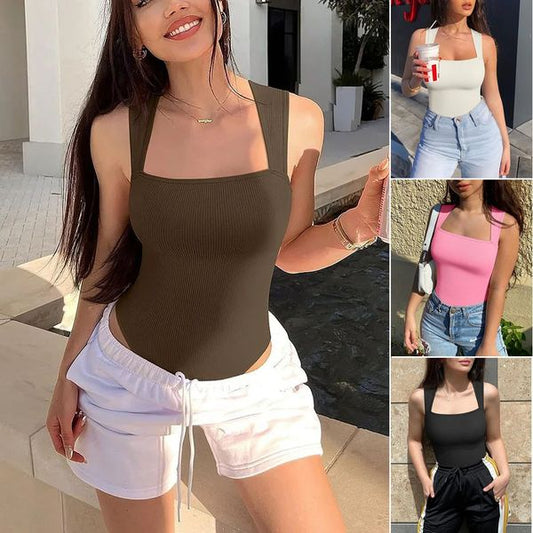 💥HOT SALE💥Racerback Wide Shoulder Straps Seamless Bodysuit