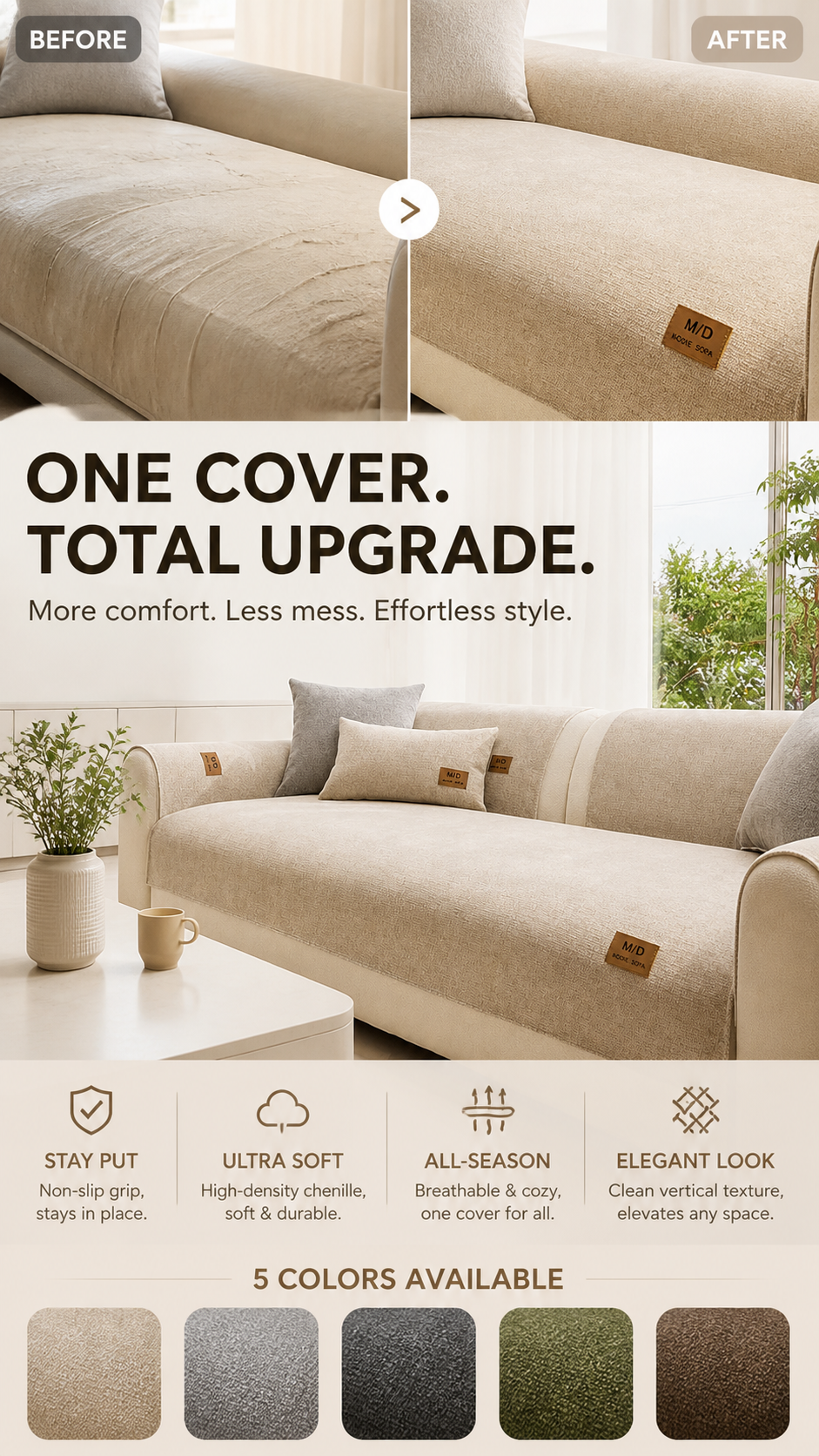 🛋️ Thickened non-slip sofa cover - ultra-soft, washable & scratch-resistant - perfect for children and pets 🐾
