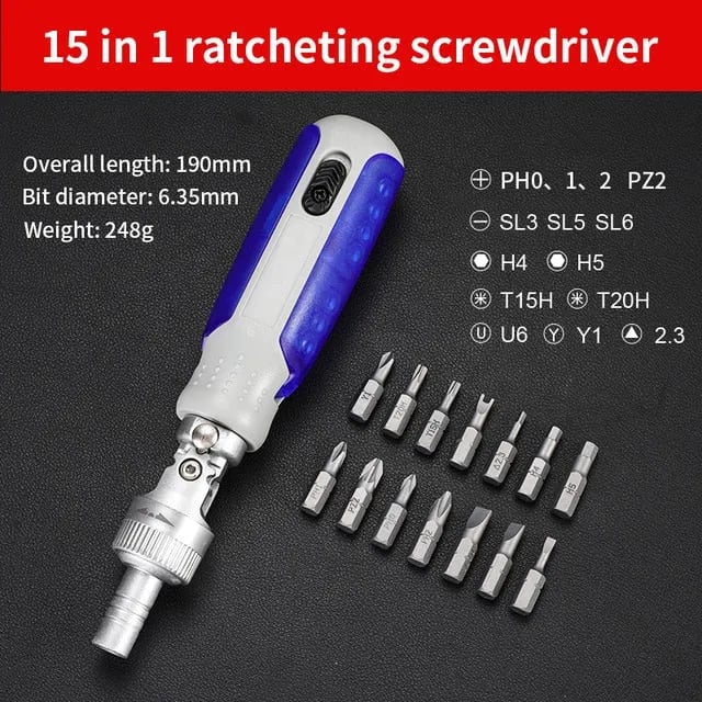 15 in 1 Universal Adjustment Ratchet Screwdriver