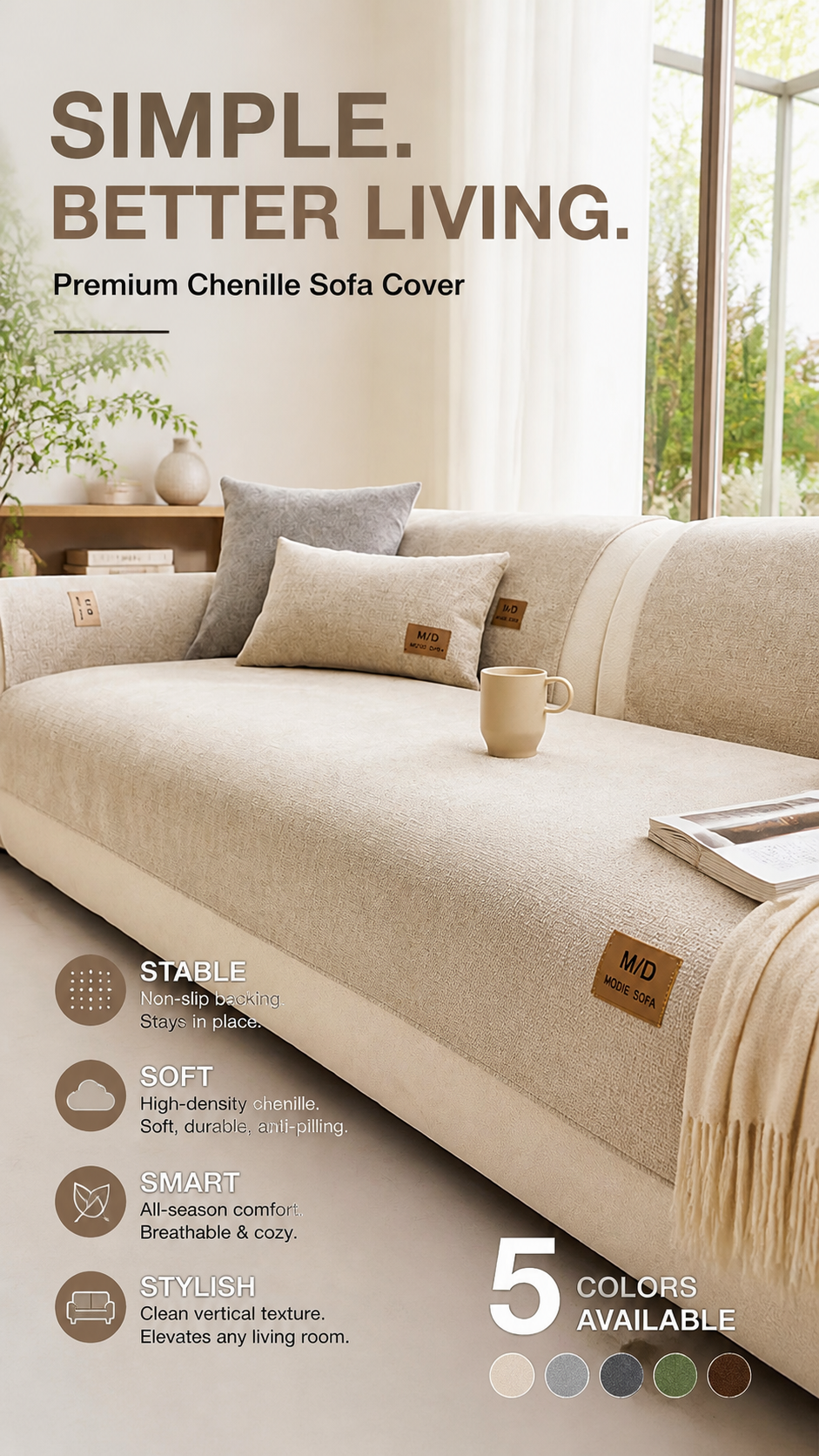 🛋️ Thickened non-slip sofa cover - ultra-soft, washable & scratch-resistant - perfect for children and pets 🐾