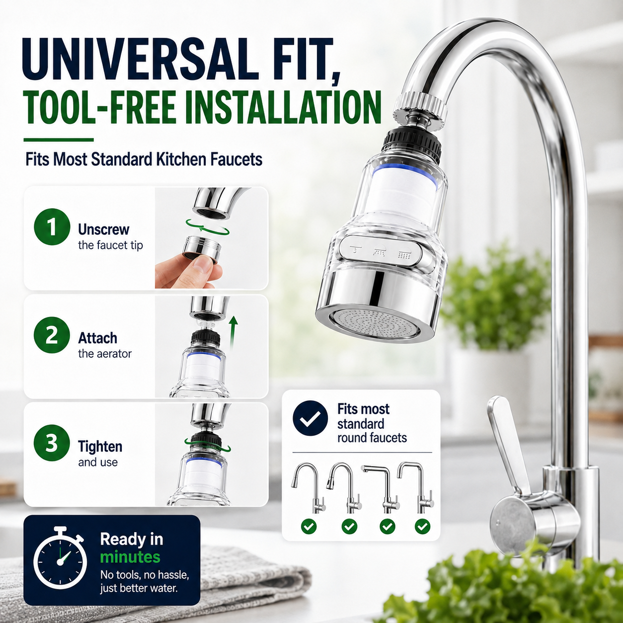 ⏳Time-Limited Special⏰360°Rotating Faucet Filter‑Splash‑Proof Water Purifier💧