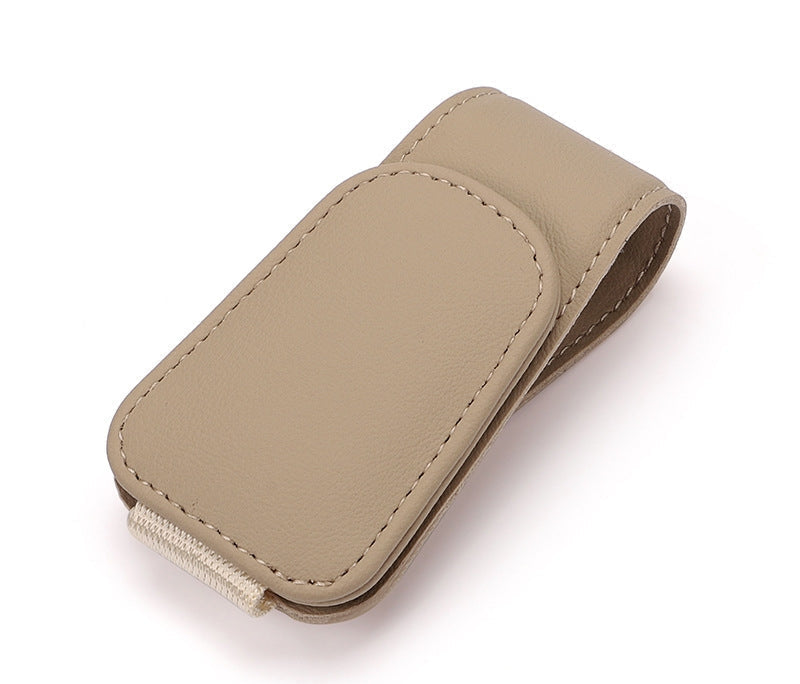 🕶️✨ Magnetic Leather Sunglasses Holder – 50% OFF! Car sun visor clip, multi-function storage for glasses, pens & cards. 🚗