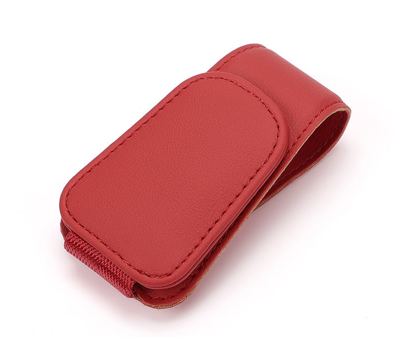 🕶️✨ Magnetic Leather Sunglasses Holder – 50% OFF! Car sun visor clip, multi-function storage for glasses, pens & cards. 🚗