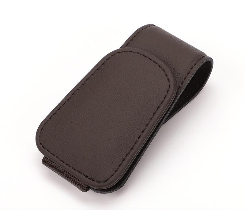 🕶️✨ Magnetic Leather Sunglasses Holder – 50% OFF! Car sun visor clip, multi-function storage for glasses, pens & cards. 🚗