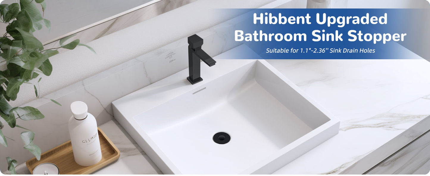 📢📢50% OFF !! ⏰Hibbent Upgraded 3-in-1 Sink Drain Filter, Universal Pop-Up Stopper, Removable Stainless Steel Basket-Shaped Hair Catcher, Sink Stopper for 2.8–5.9 cm, Brass Cartridge, Matte Black