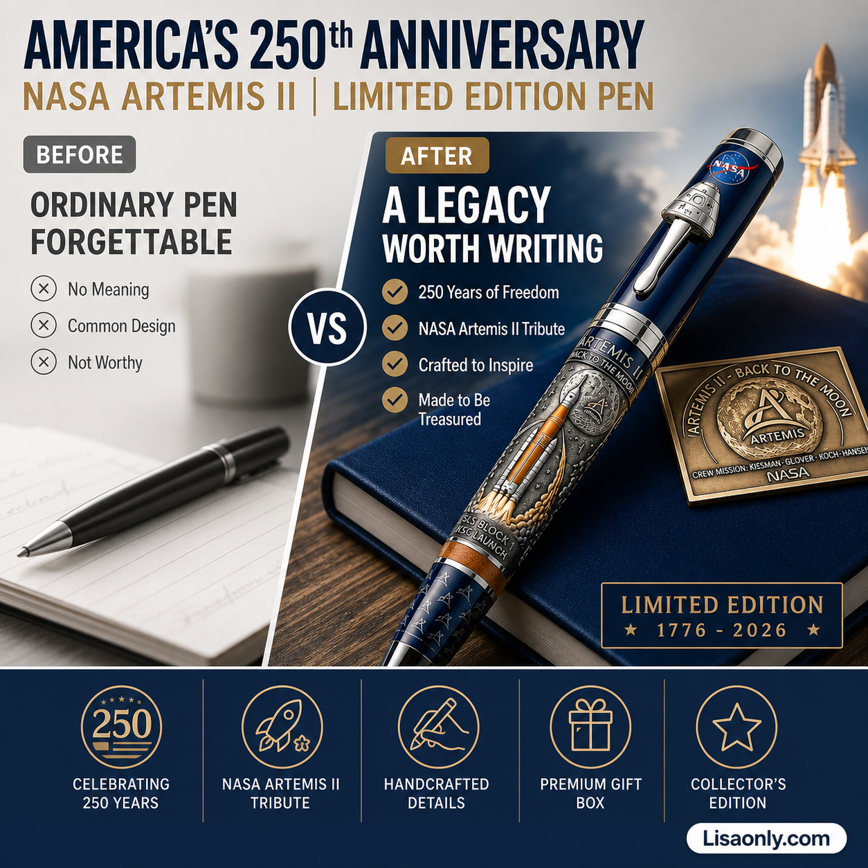 🔥 250th U.S. Anniversary Pen – Heirloom-Quality, 24K Gold-Plated & German-Made Nib – "What Will You Sign With America's 250th?" ✨