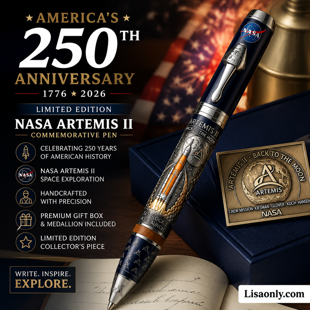 🔥 250th U.S. Anniversary Pen – Heirloom-Quality, 24K Gold-Plated & German-Made Nib – "What Will You Sign With America's 250th?" ✨